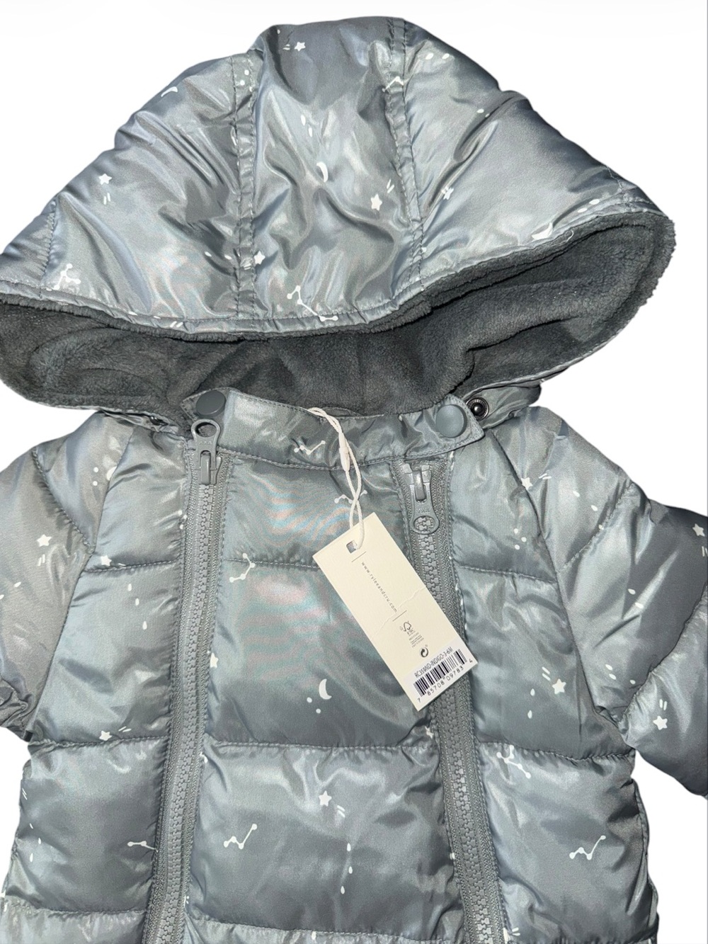 New Rylee + Cru Snowsuit Grey Celestial 3-6 months.MSRP $165 - Picture 2 of 9